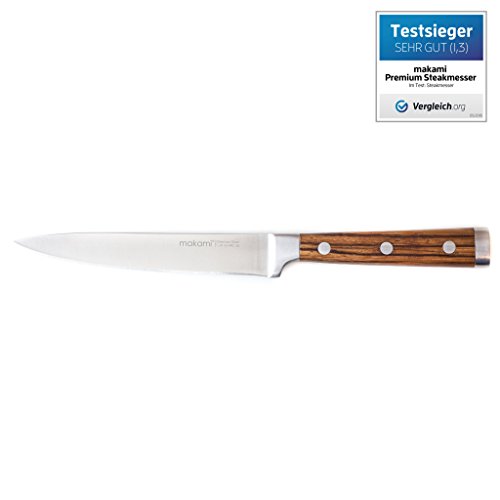 4er-Set makami Premium Steakmesser mit glatter Klinge und Griff aus Palisanderholz in Geschenkverpackung - 
