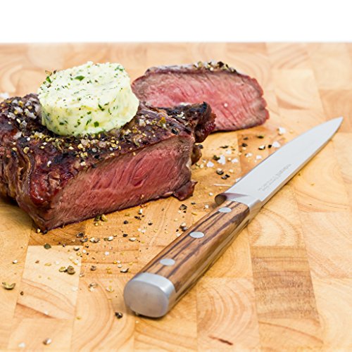 4er-Set makami Premium Steakmesser mit glatter Klinge und Griff aus Palisanderholz in Geschenkverpackung - 