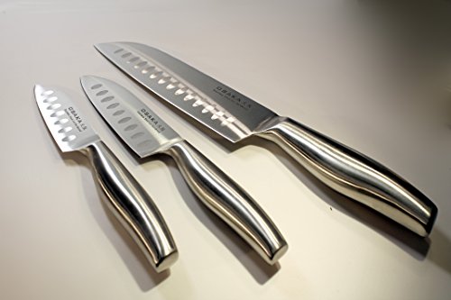Messer Küchenmesser Set 3-teilig - Santoku Klinge - Eis gehärtet - Edelstahl - scharf und schön - 