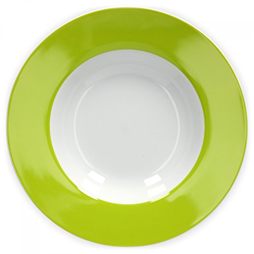 Van Well 6er Set Suppenteller Serie Vario Porzellan - Farbe wählbar, Farbe:grün - 2