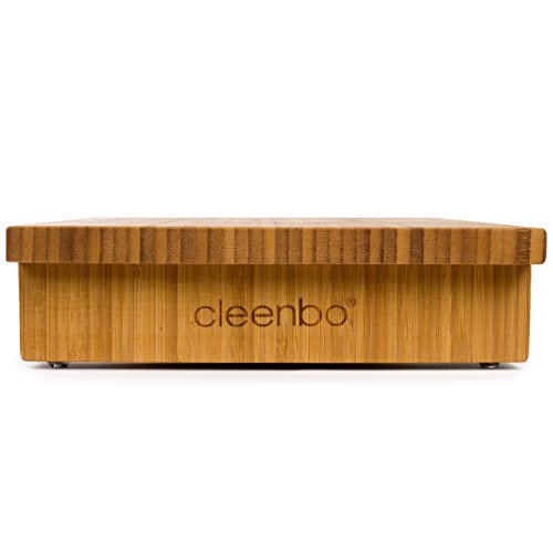 cleenbo® Schneidebrett classic bamboo GN Profi Küchenbrett aus geöltem Bambus mit verschiebbarer Gastronorm Edelstahl Auffangschale (GN) 1/2, Board Maße: 420 x 290 x 75 mm - 5
