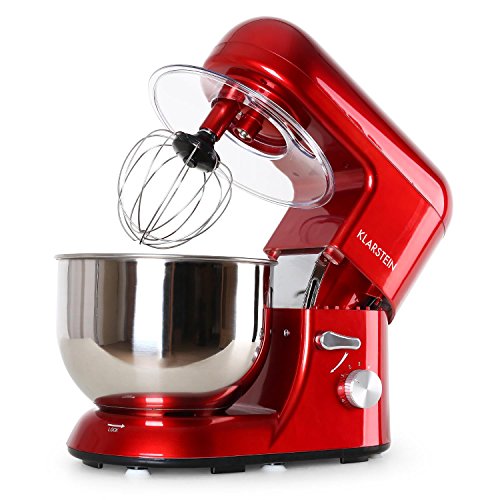 Klarstein TK1 Bella Rossa Küchenmaschine Rührgerät (1200 Watt, 5,2 Liter-Rührschüssel, 6-stufige Geschwindigkeit) rot