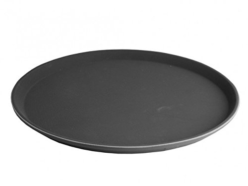 3er SET Gastro Tablett rund, schwarz - Ø 35,5 cm - antirutsch Kellnertablett - Serviertablett - Gastrotablett - Gläsertablett - 