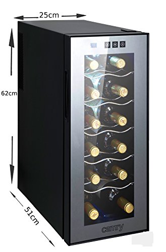 Weinkühlschrank 33 Liter 12 Flasche Weinkühler Weinklimakühlschrank Mini Kühlschrank Minibar mit Glastür LED Beleuchtung - 